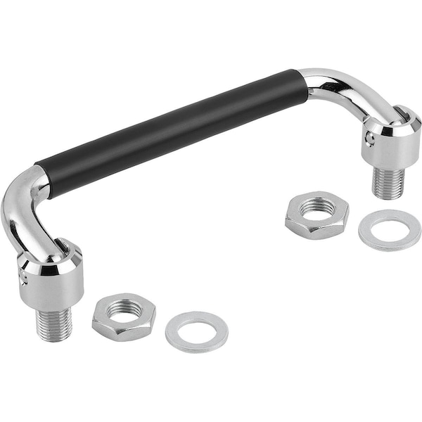 Kipp Pull Handle Fold-Down L=198 Steel, High-Gloss Chromed, With Plastic Cover, A=180, D=M10X1 K0218.1802 - main